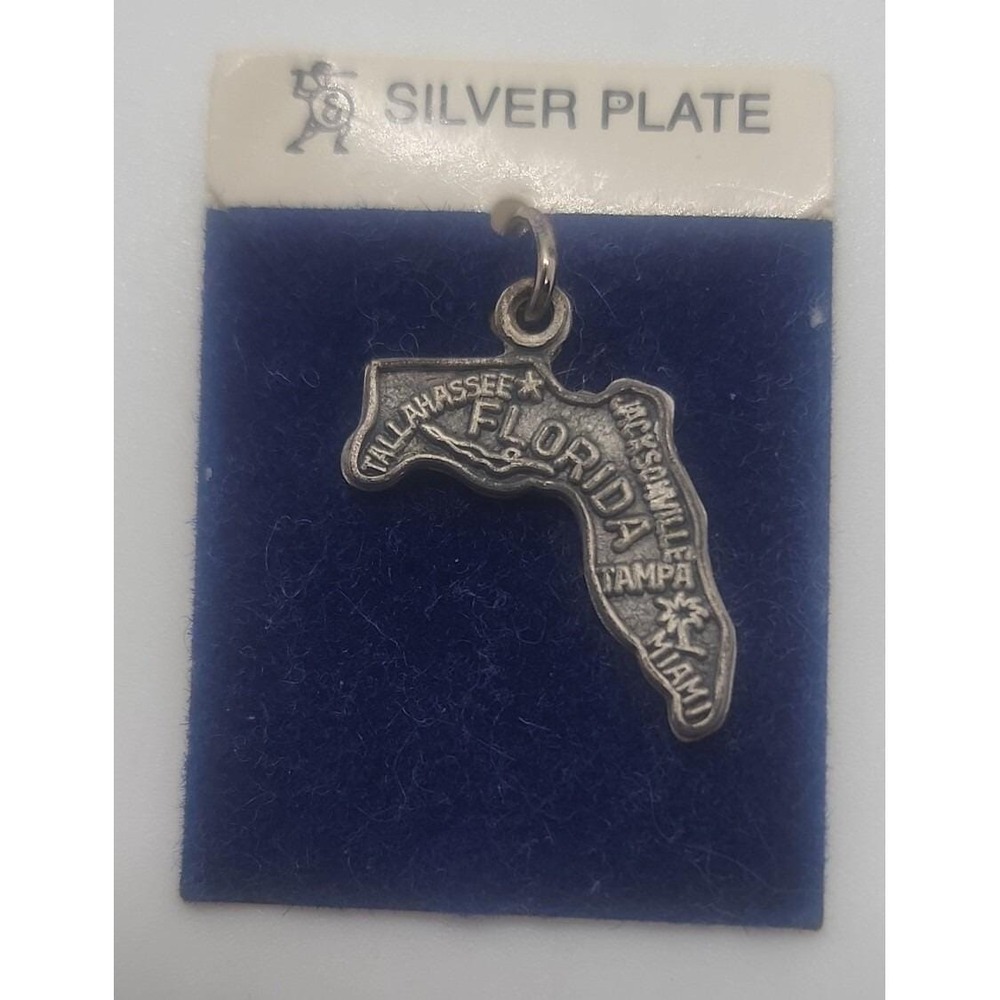 Vintage‎ new Silver plate FLORIDA state travel souvenir charm